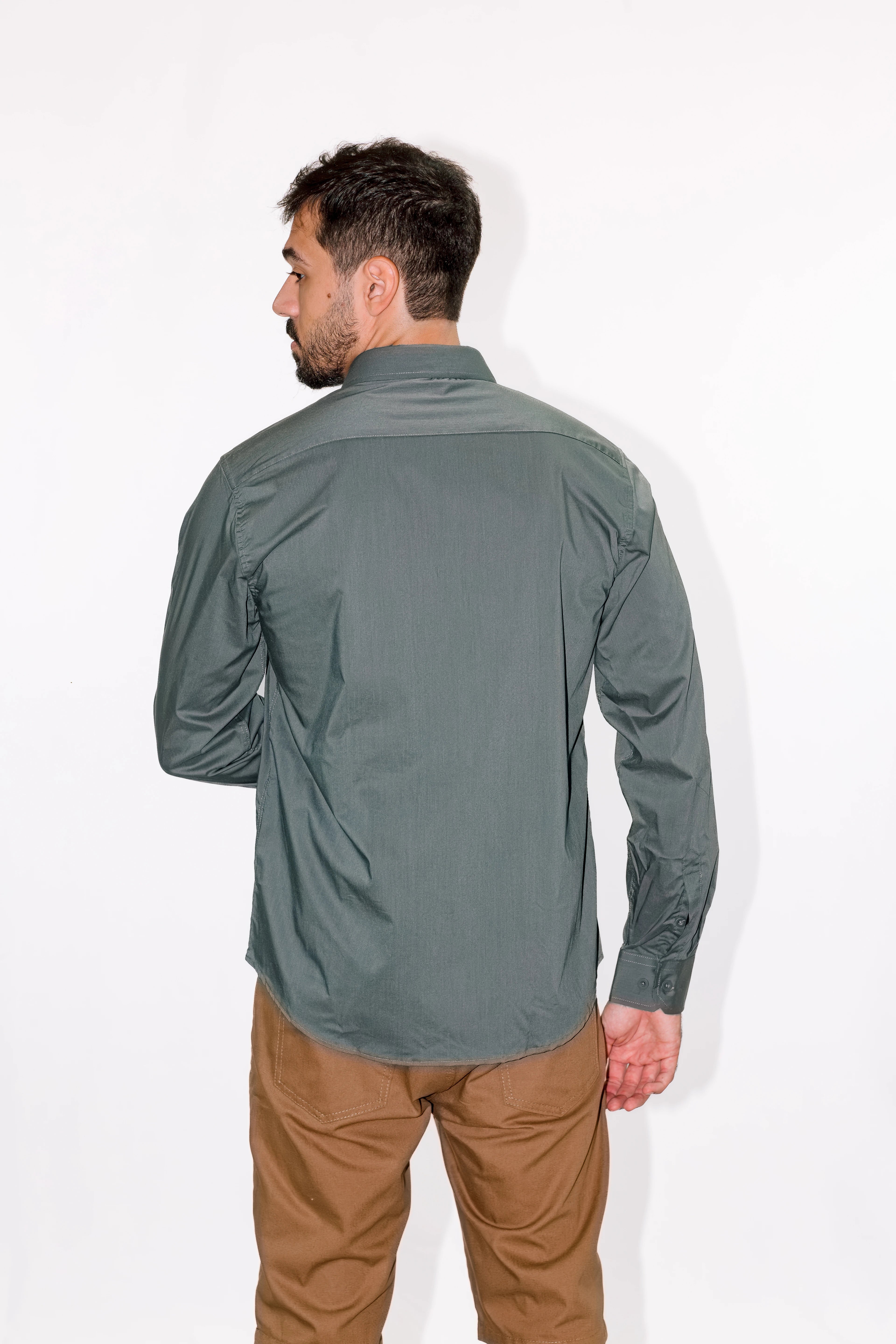Camisa Social Masculina Manga Longa com Bolso
