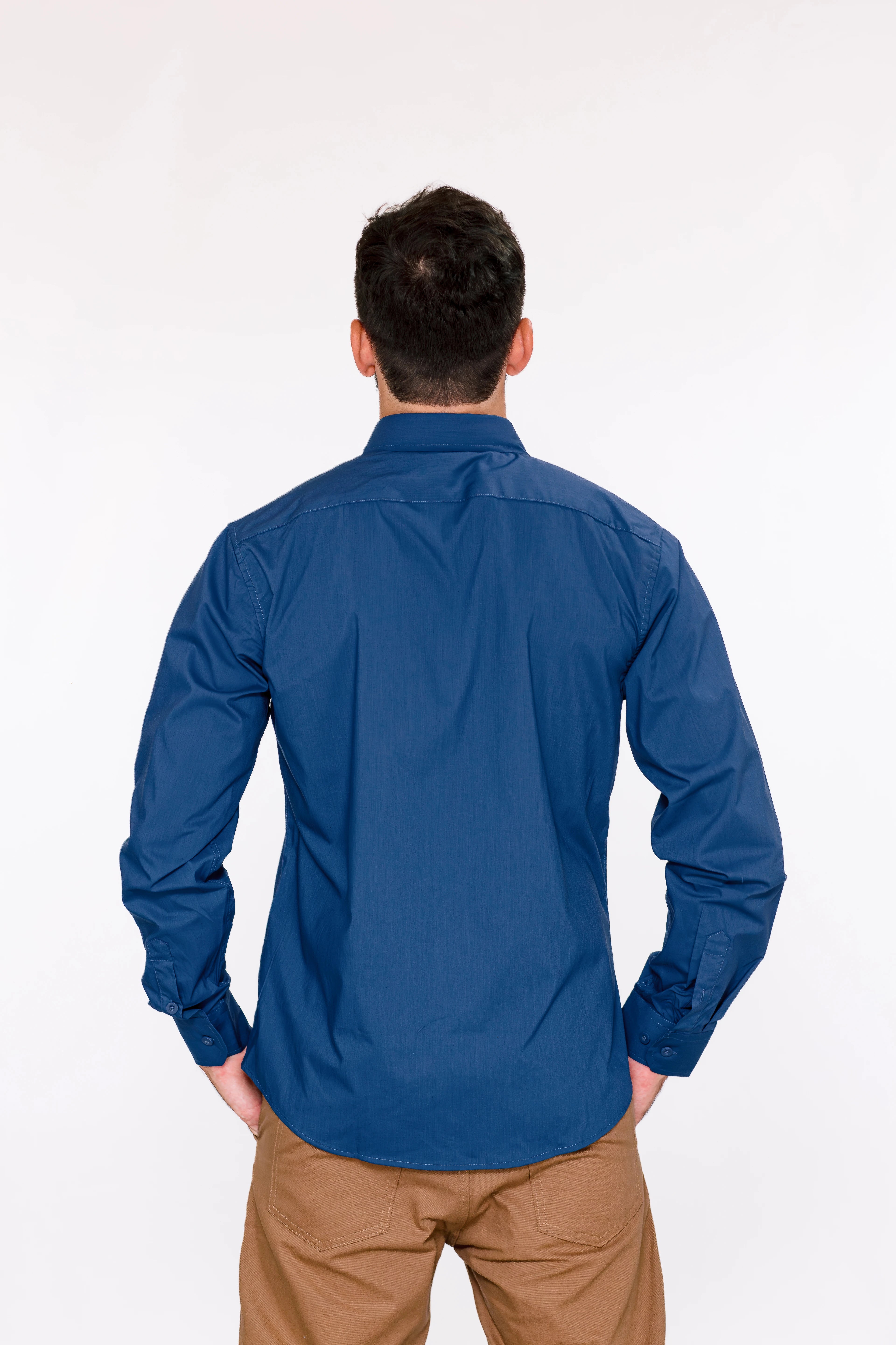 Camisa Social Masculina Manga Longa com Bolso