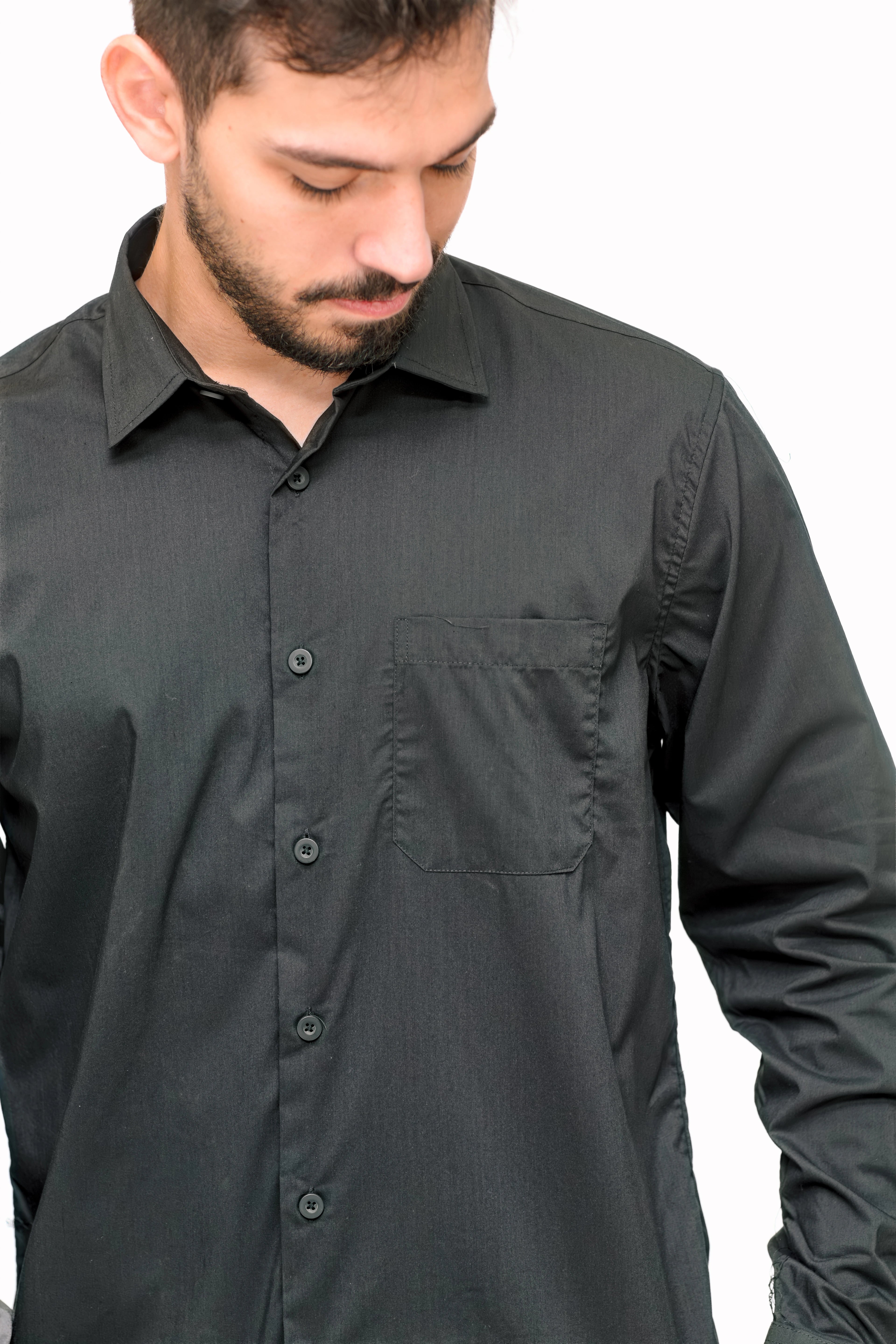 Camisa Social Masculina Manga Longa com Bolso