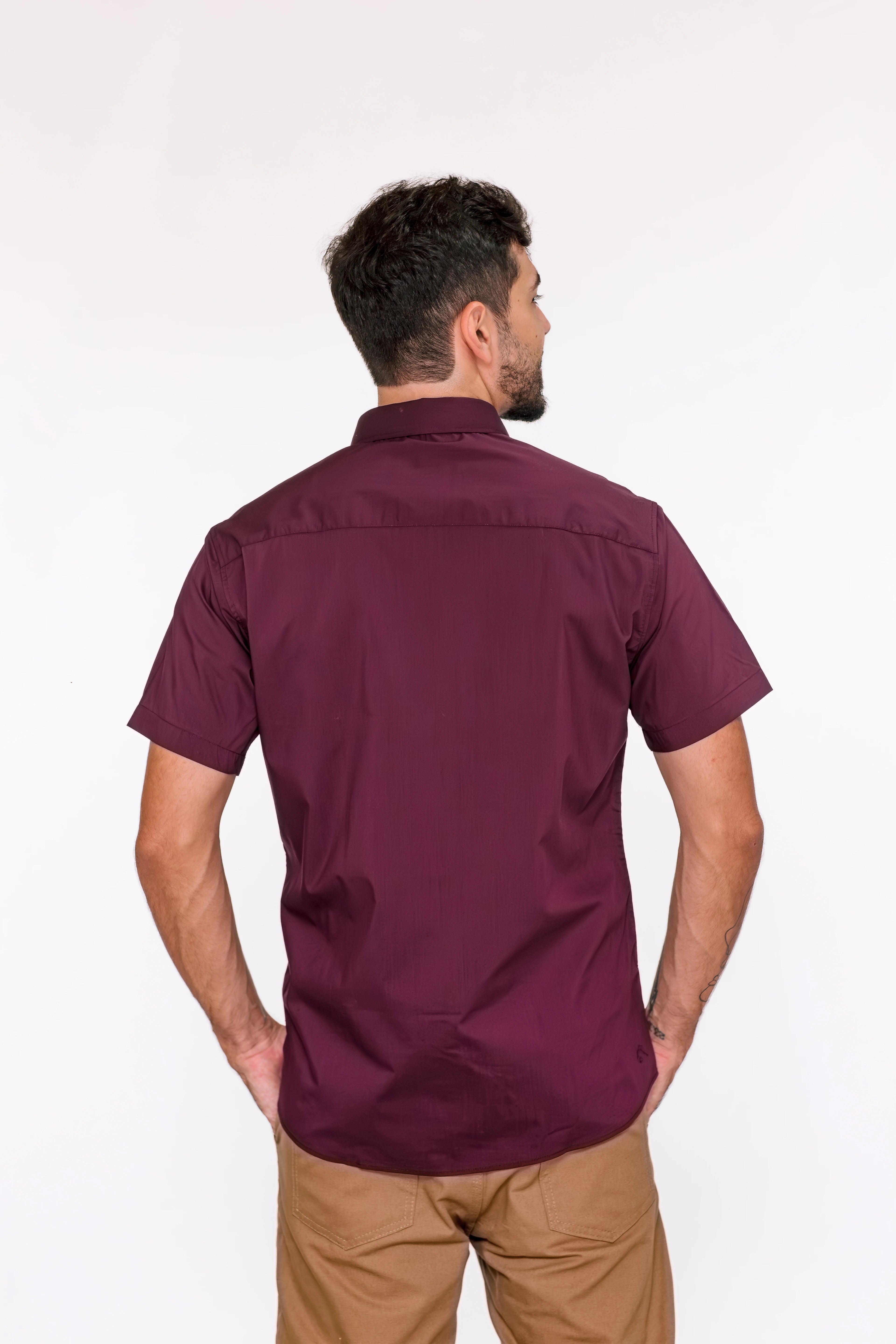 Camisa Social Masculina Manga Curta Slim