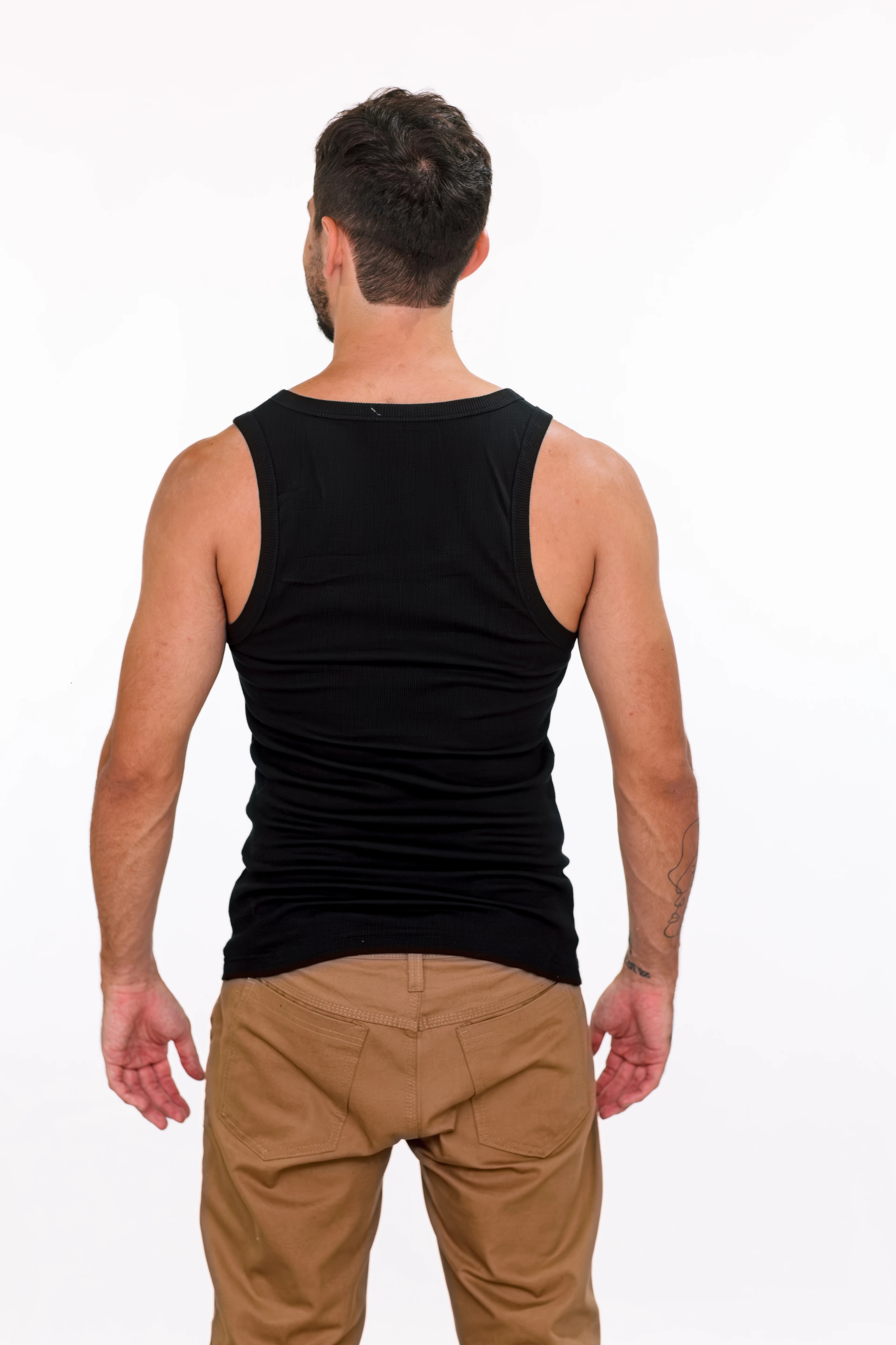 Camiseta Regata Canelada Masculina com Elastano — Ajuste Perfeito