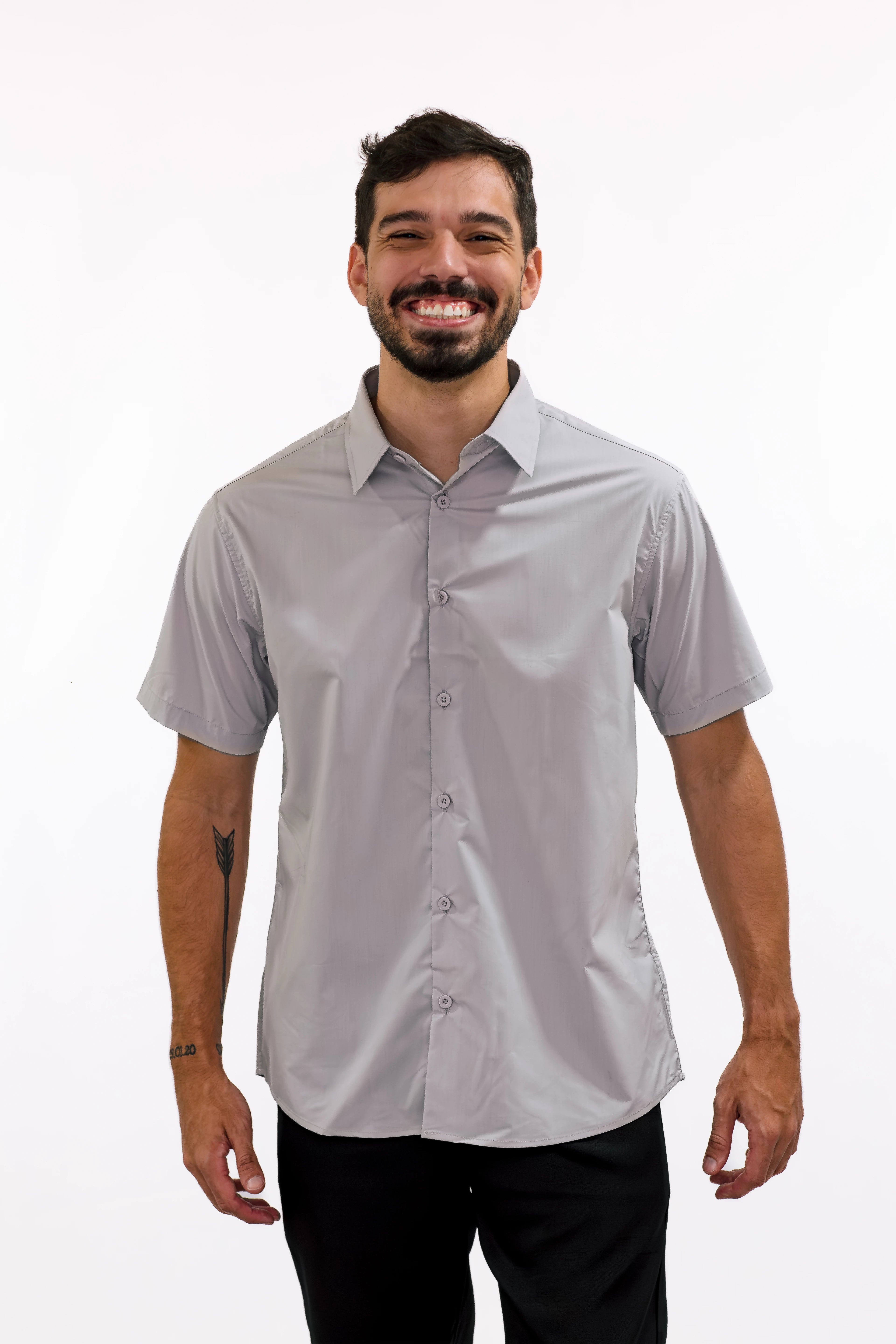 Camisa Social Masculina Manga Curta Slim