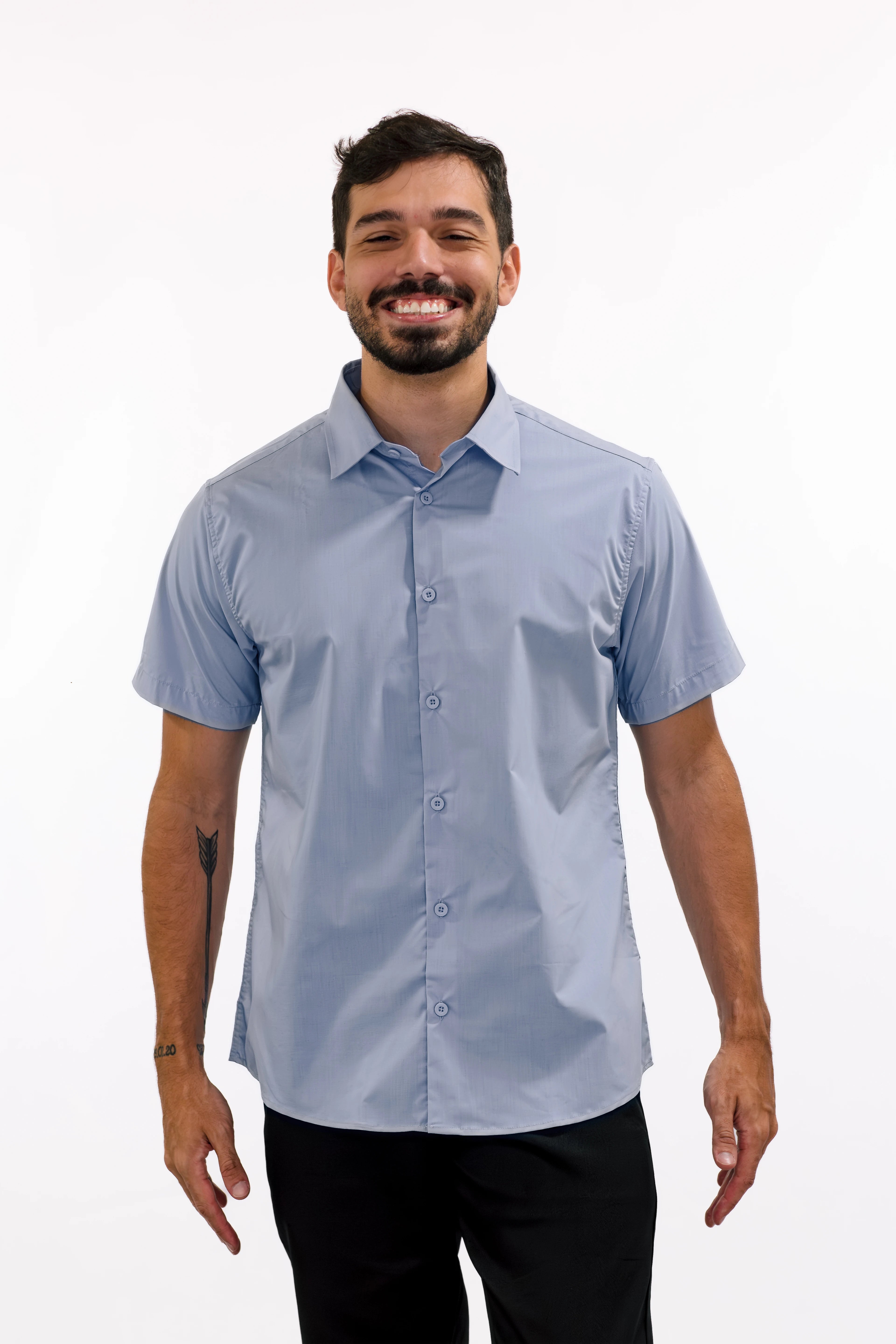 Camisa Social Masculina Manga Curta Slim