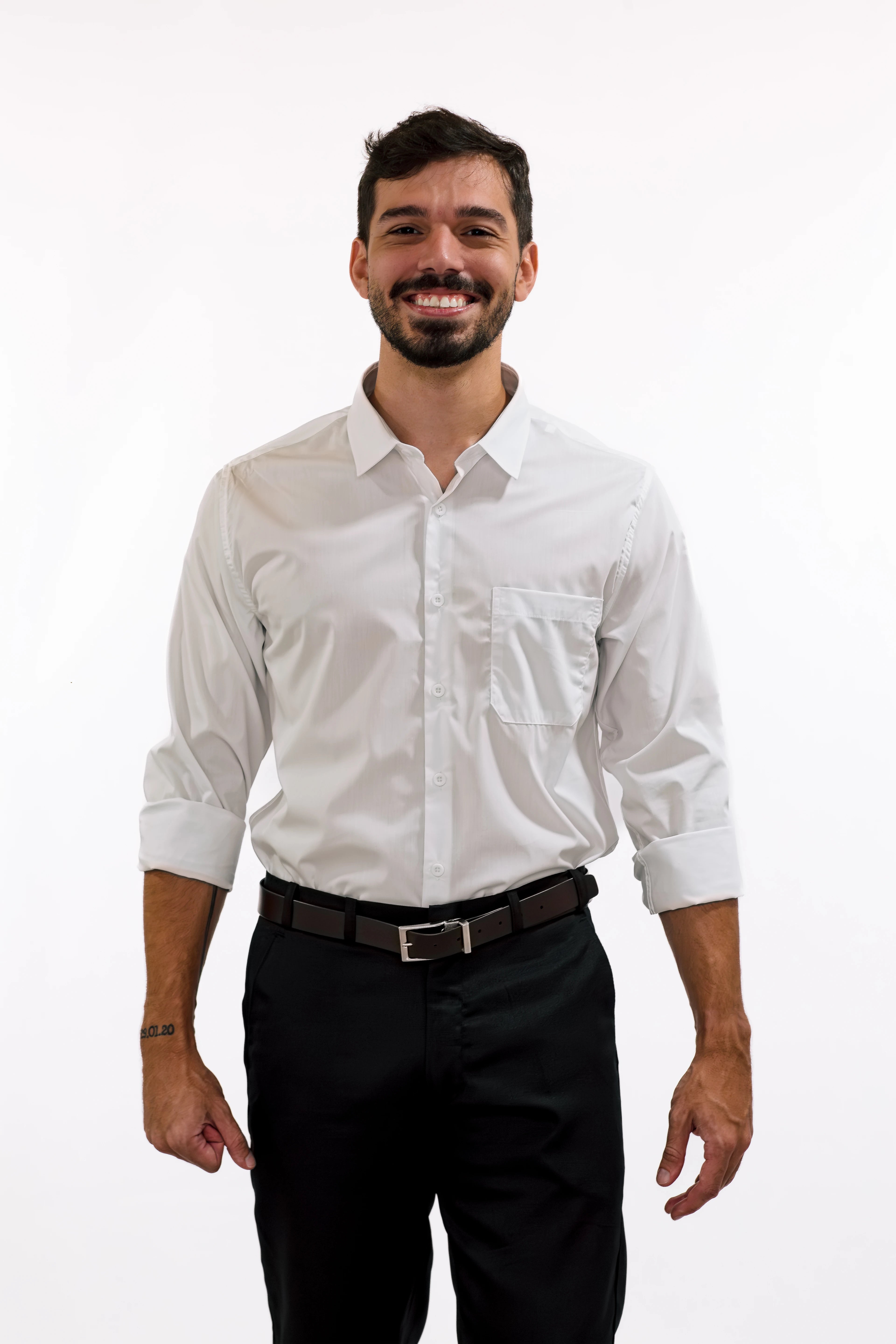 Camisa Social Masculina Manga Longa com Bolso