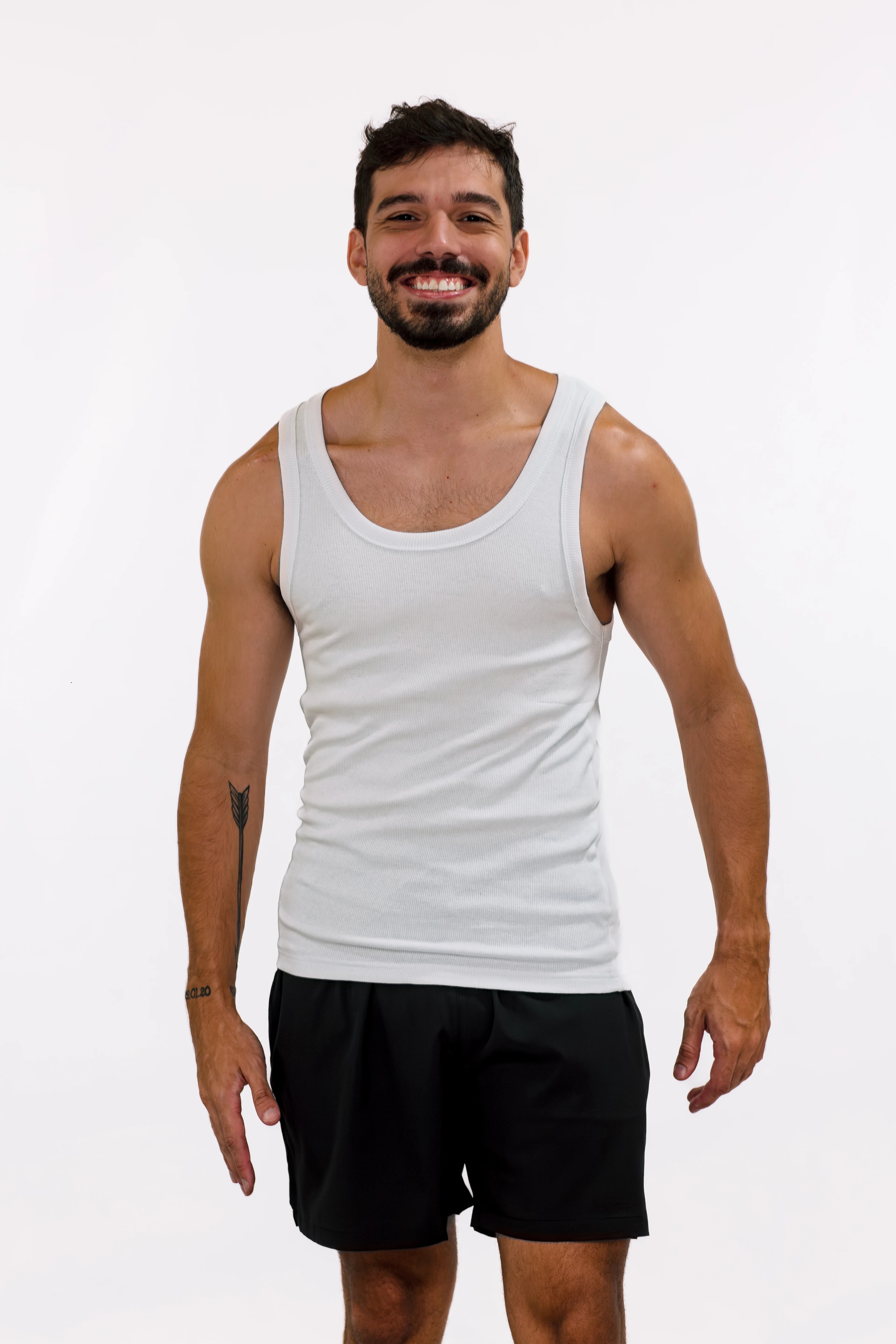 Camiseta Regata Canelada Masculina com Elastano — Ajuste Perfeito