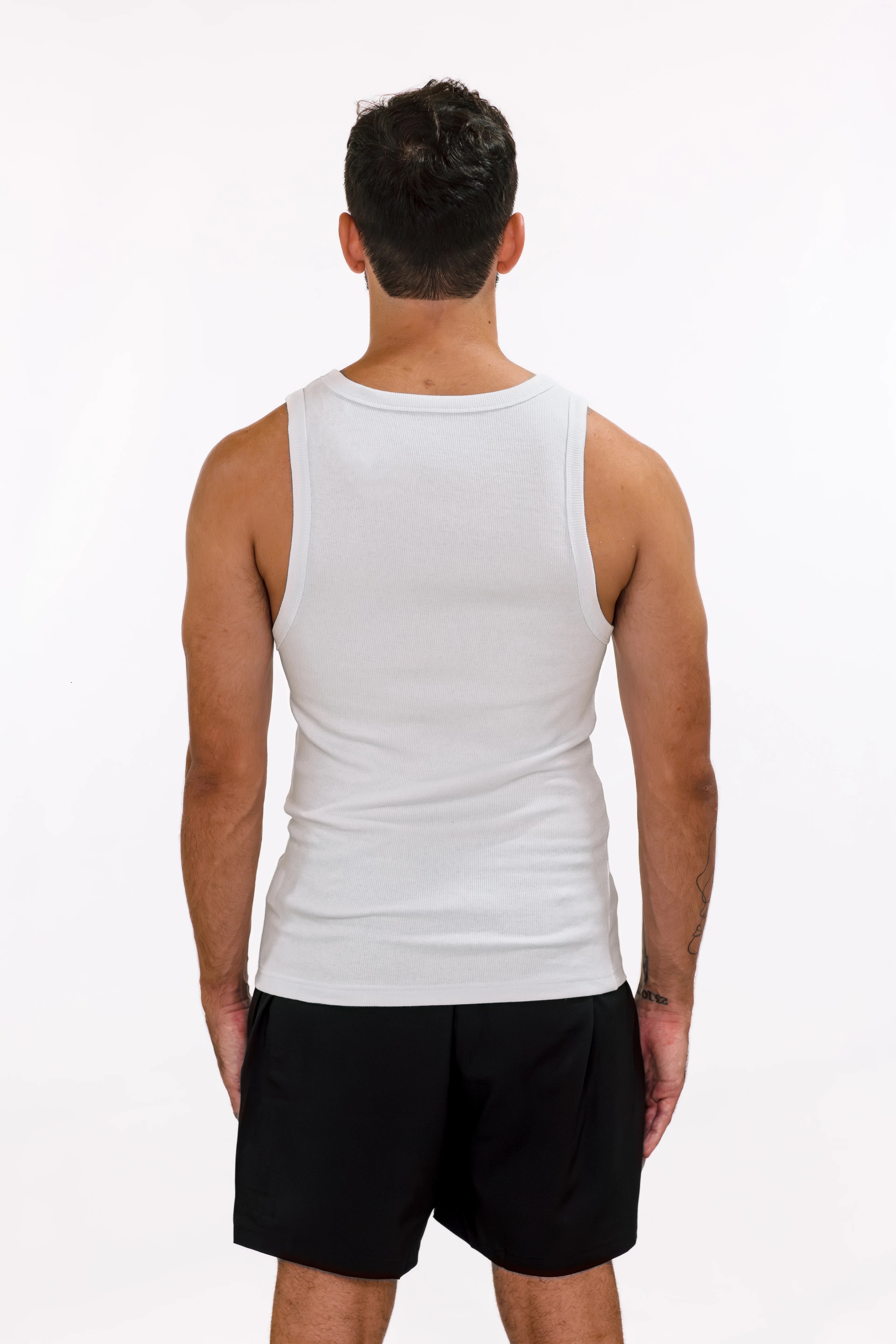 Camiseta Regata Canelada Masculina com Elastano — Ajuste Perfeito