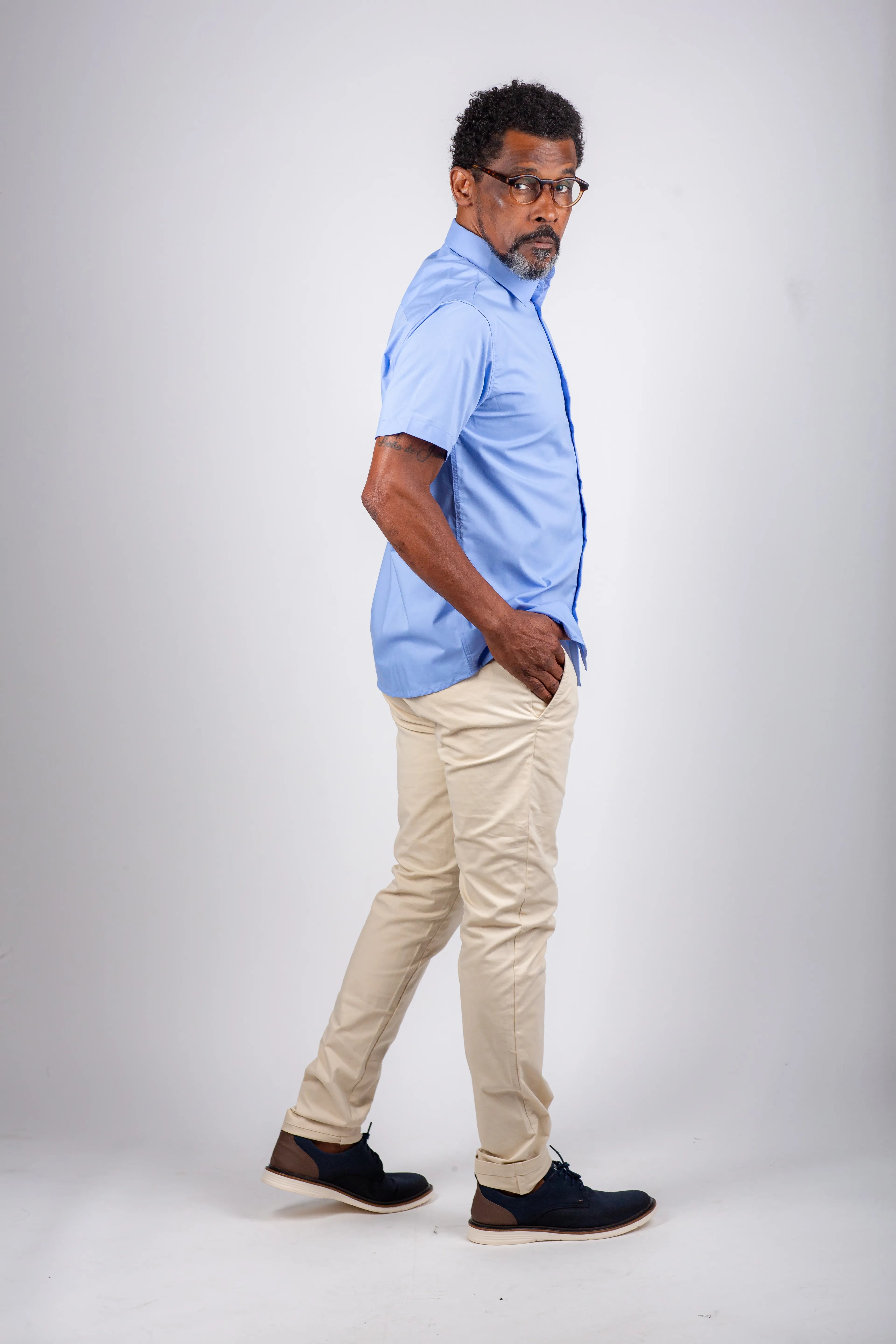 Camisa Social Masculina Manga Curta Slim